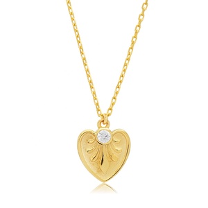 Delicado corazón diseño claro CZ piedra collar hecho a mano turco 925 plata esterlina para boda joyería al por mayor - Product Image 3