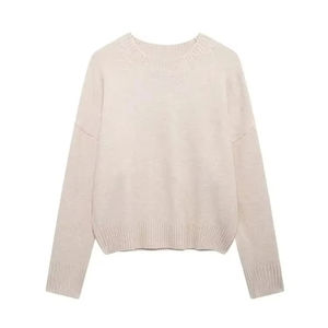 Lightweight Acrylic Sweaters <b>Drop</b> Shoulder round neck sweater men's pullover loose simple cardigan crewneck sweater Cashmere - Product Image 3