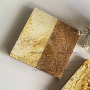 Sous-verres de style américain les plus vendus en bois et en résine de forme carrée de couleur marron et noire Ensemble d'ustensiles de cuisine utilisé sur mesure Nouveau style - Product Image 4