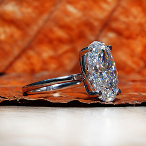 Bague de fiançailles pour femme en or blanc 14 carats avec diamant ovale de 4,8 carats cultivé en laboratoire, certifié IGI, clarté VS, diamant CVD, style bohème - Product Image 2