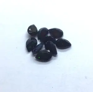 Natural Ethiopian Opal Black Fire 3x4MM Pear Cut Faceted Natural Loose Gemstone Welo Fire Play Color Opal For Jewelry Making