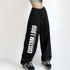 Custom Oversized Sweatpants <b>Women</b> High Quality Cotton <b>Fleece</b> Baggy Sweatpants Custom Logo Printing Trendy Streetwear <b>Joggers</b> - Product Image 4