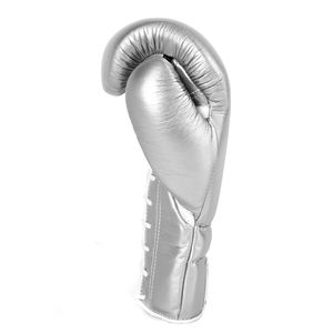 Professional Training Leather Boxing <b>Gloves</b> <b>Silver</b> Color Lace-up Design Made With Genuine Leather MMA Kickboxing Workout <b>Gloves</b> - Product Image 3