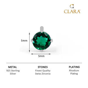 NOVAMART Fine Men's Vintage Green <b>Stud</b> <b>Earring</b> 925 Sterling Silver with <b>Emerald</b> Cut Diamond & Rose Gold 1 Piece Gift for Men Boy - Product Image 4