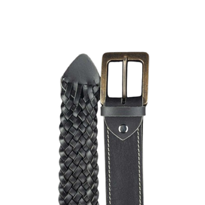 Cinturones Trenzados de Cuero Genuino de Alta Calidad para Hombre 2026, Cinturón Casual Negro con Logotipo Personalizado, Patrón Tejido, Venta al Por Mayor OEM - Product Image 3