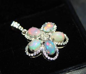 จี้โอปอลสีรุ้งเอธิโอเปียนสีเงินสเตอร์ลิง925แบบเรียบง่ายพร้อมธีมฝนตกที่หรูหรา - Product Image 4