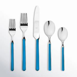 Ensemble d'ustensiles en acier inoxydable élégant avec poignée bleue électrique finie pour les dîners, les mariages, l'utilisation de la cuisine et les besoins d'hébergement - Product Image 5