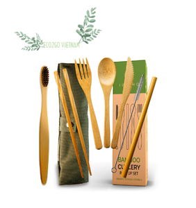 100% vrai bambou naturel au Vietnam ensemble de couverts en bambou voyage avec Logo prix bon marché et emballage personnalisé de Eco2go Vietnam - Product Image 5
