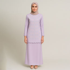 Conception florale traditionnelle Baju Kurung Bunga Raya élégant accessoire de vêtements musulmans modestes grande taille respirant pour les mariages - Product Image 2