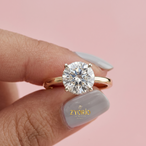 แหวนหมั้นทอง 14K ทรงกลม ประดับเพชรเม็ดเดี่ยว ดีไซน์คลาสสิก สวยสง่า - Product Image 3