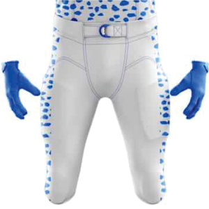 Conjunto de uniforme personalizable de fútbol americano azul real y blanco para hombre, pantalones cortos de Jersey, costuras de sarga transpirables duraderas - Product Image 4