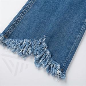 <b>Women</b> Breathable Flare <b>Jeans</b> Wholesale Baggy Denim Pants Custom Logo Mid Waist Thick Fabric Distressed Casual Premium Trousers - Product Image 6