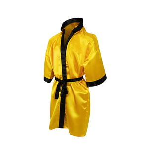 Venta al por mayor de fábrica, bata y pantalones cortos de boxeo mundial de peso pesado para hombres, ropa de artes marciales de Karate MMA amarilla, bata de boxeo para adultos - Product Image 6