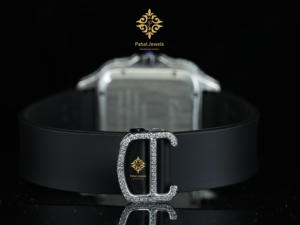 Montre unisexe de qualité supérieure en moissanite VVS, acier inoxydable, or blanc, cadran arabe avec mouvement automatique - Product Image 5