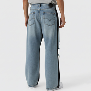 Pantalon en jean coupe droite pour homme, mélange coton élasthanne, tissu extensible premium, pour acheteurs américains, jean délavé vintage - Product Image 5