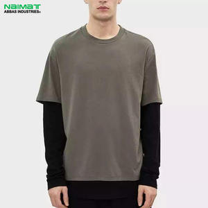 Custom Logo Double Layer <b>Men's</b> T-<b>Shirt</b> with Double <b>Sleeves</b> 100% Cotton Eco-Friendly & Breathable - Product Image 1