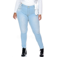 Jeans déchirés décontractés taille haute élastiques et colorés brodés sur mesure pour femme grande taille – Vente en gros