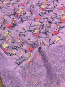 Nouveau 2023 Designer fête porter Sexy qualité supérieure Georgette soie Saree avec chemisier avec fil travail en gros usine approvisionnement - Product Image 5