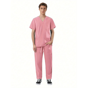 Vente en gros d'uniformes médicaux personnalisés World Scrubs pour femmes Mans Set Stretch Scrub Top Pants avec multi-poches Yoga - Product Image 3