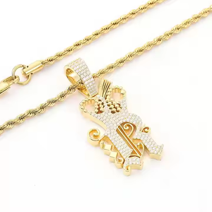 COLGANTE DE DIAMANTE NATURAL DE CORTE REDONDO PERSONALIZADO DE MODA URBANA COLLAR ICED CHAPADO EN PLATA DE 3,5 PULGADAS JOYERÍA BLING PARA FIESTA DE BODA - Product Image 2