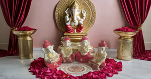 Juego de 4 figuras de estatua Musical de Lord Ganesha de resina multicolor, flauta moderna bonita, Tabla Dholak para el hogar, templo, boda - Product Image 6