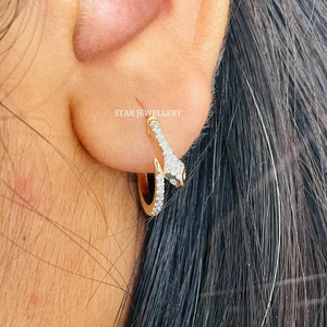 ต่างหูห่วงงูสีทอง14K แบบธรรมชาติเครื่องประดับที่ดี - Product Image 4