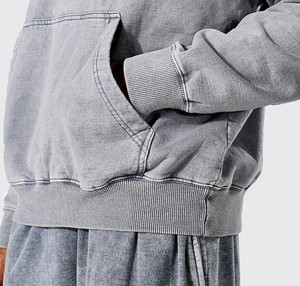 Meilleure qualité hommes 300gsm poids acide lavage sweats à capuche Slim Fit décontracté avant Logo hiver à capuche conception personnalisée direct Pakistan - Product Image 3
