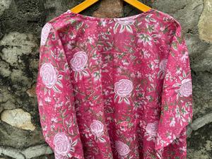 Fait à la main 100% coton caftan robe indien imprimé fleuri parole longueur plage Caftan taille naturelle vêtements de nuit Maxi Kimono coton - Product Image 5