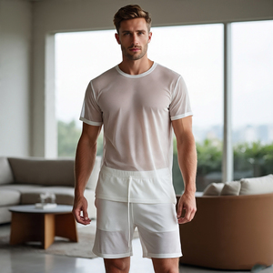 Men's See Transparent T <b>Shirts</b> & Shorts Sets Night Sexy Sets See Through T <b>Shirts</b> Men Short Sleeve TShirts Shorts Twin Sets Mens - Product Image 1