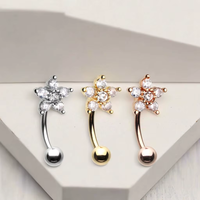 Nouveauté 2026 : Piercing Fleur pour Sourcil en Acier Inoxydable, Barbell Courbé pour Rook, Bijou Corporel Tendance pour Femmes et Hommes