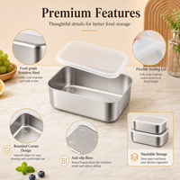 Conteneur de stockage carré pour réfrigérateur Boîte de congélation de boulettes Boîtes de stockage hermétiques pour aliments en acier inoxydable avec couvercles