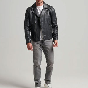 2023แจ็กเก็ตหนัง OEM สำหรับผู้ชายคอตั้งดีไซน์ที่ดีที่สุดสำหรับชุดกลางแจ้งสไตล์สตรีท - Product Image 3