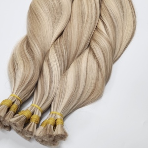 Premium Vietnamese Remy Human Hair Bulk Extensions Blonde Ombre Double Drawn Single Weft Dyed Hair Bundles - Product Image 6