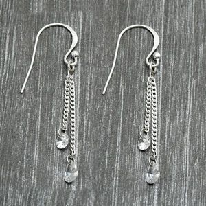 Boucles d'oreilles élégantes en argent sterling 925 avec zircon cubique blanc pour les anniversaires, les fêtes, les fournisseurs de gros de bijoux faits à la main - Product Image 3