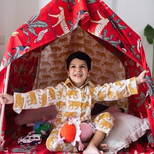 Venta al por mayor, barato, compra a granel, nuevo traje de noche para niños, mezcla de algodón, estampado, bloque de mano, ropa de dormir, vestido para niños - Product Image 2