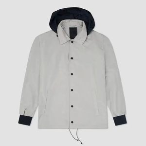 Chaqueta de entrenador para hombre, ropa de calle de poliéster ligera, cortavientos, manga larga, estampado personalizado, chaquetas de exterior abotonadas de Color sólido - Product Image 3