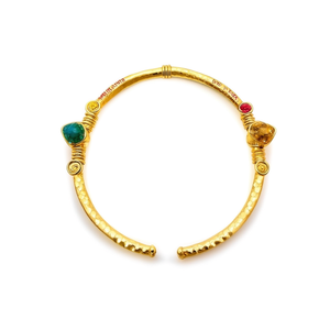 Stylish Hammered Design <b>Fashion</b> <b>Bangle</b> with Colorful Gemstone Detail for Resale Appeal - Product Image 3
