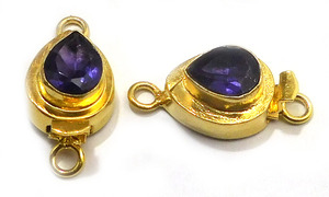 Fermoir de boîte ronde en améthyste plaqué or 18 carats fermoir de fabrication de bijoux à 1-3 brins B750 23X12X10MM résultats de bijoux et composants - Product Image 2