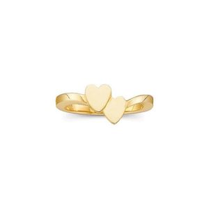 Double Heart Signet <b>Ring</b> Rose and Gold Plated Hip-Hop Fashion <b>Rings</b> Trendy Inlay Setting with 18K Number Shape for Engagement - Product Image 1