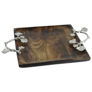 Bandeja de Servicio de Diseño Elegante con Material de Madera de Calidad Estándar y Asa de Metal de Aluminio con Diseño de Hoja - Product Image 4