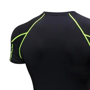 2025 hommes surdimensionné 100% coton Polyester Spandex séchage rapide Compression entraînement T-Shirts manches courtes Fitness course porter - Product Image 4