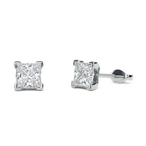 Boucles d'oreilles en diamant taille princesse géométrique à quatre griffes, 0,40 ct, diamant de laboratoire en platine, pour mariages et soirées - Product Image 3