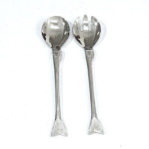 Juego de Cubiertos para Ensalada Decorativos de Acero Inoxidable con Diseño de Cola de Sirena Hecha a Mano en Dorado, Juego de Cubiertos para Servir en la Cocina - Product Image 5