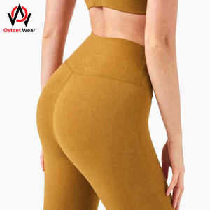2024 Women's Custom Logo High Waist Yoga Pants Breathable Fitness Gym Sports Leggings Silk Spandex <b>Nylon</b> <b>Fabric</b> Custom Seamless - Product Image 6