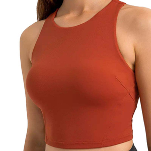 Qualité supérieure OEM haute élasticité musculation côtelé femmes Yoga débardeurs femme haut court femmes Yoga débardeur - Product Image 4