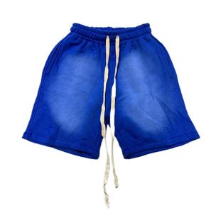 Pantalones cortos de lavado para hombre con logotipo de Puff personalizado lavado con ácido de algodón pesado pantalones cortos lavados con ácido para Hombre Pantalones cortos con cordón transpirables - Product Image 1