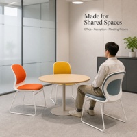 Chaise d'invité rembourrée moderne, chaise de visiteur avec dossier incurvé, assise rembourrée, structure en métal tubulaire pour bureau, réception, salle de réunion