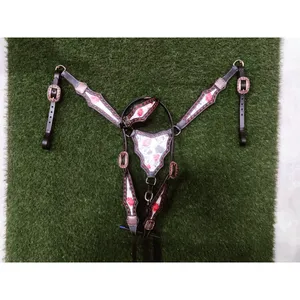 Collier de poitrine respirant en cuir occidental léger de haute qualité avec raccords en laiton Headstall confortable - Product Image 1