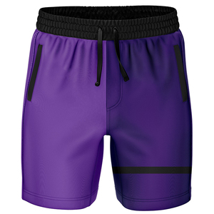 Pantalones Cortos Deportivos para Hombre, Color Morado Sólido, Cintura Elástica con Cordón, Secado Rápido, Tejido de Poliéster con Bolsillos, Corte Casual - Product Image 2