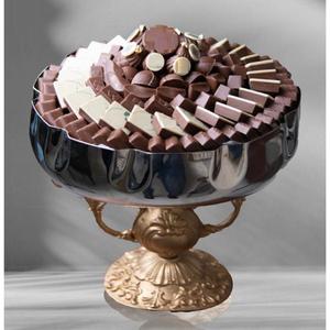 Plateau à chocolat décoratif en métal plaqué or de table Design de fantaisie porte-bonbons serveur doux pour bol de service de restauration de mariage - Product Image 5